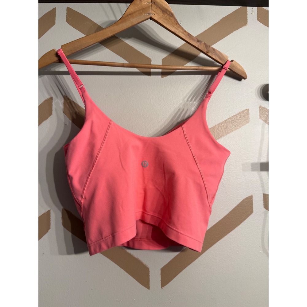 Lululemon Align Cropped Tank Women 6 Pink Nulu V-Neck Adjustable Strap LW1EU0S - Picture 2 of 3